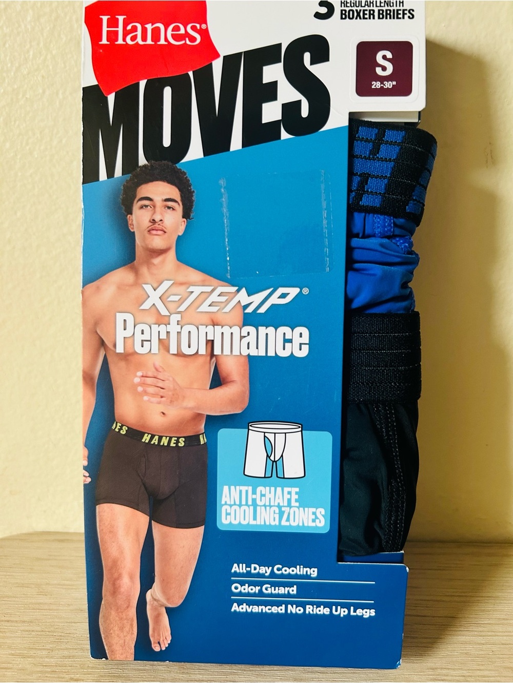 Hanes Moves X-Temp Performance Boxer Briefs - Black & Blue